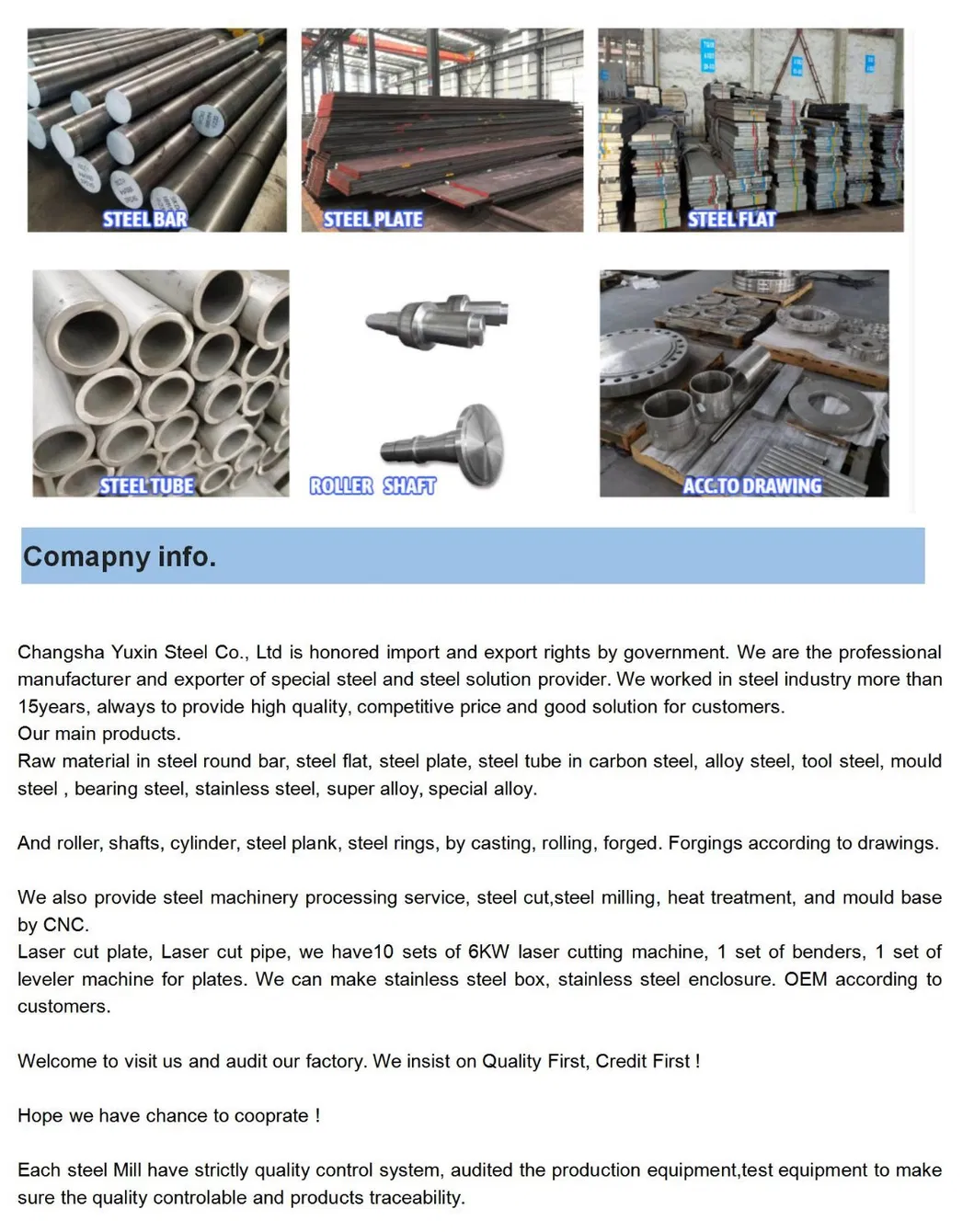 Good Price Hot Rolled /Forged Mild Carbon Structure Steel Round /Flat /Square Bar A105, A106, 1020, 1045, 1055, 15mn, 20mn, 25mn, 40mn