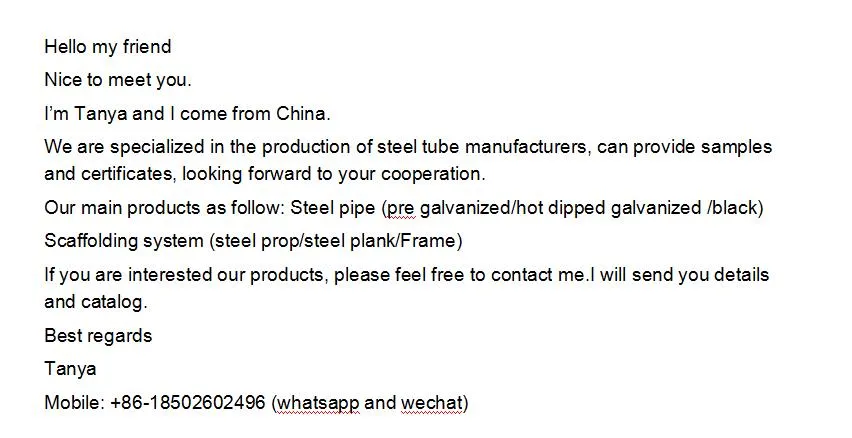 Hot Dipped Galvanizd Steel Pipe ERW Pipe